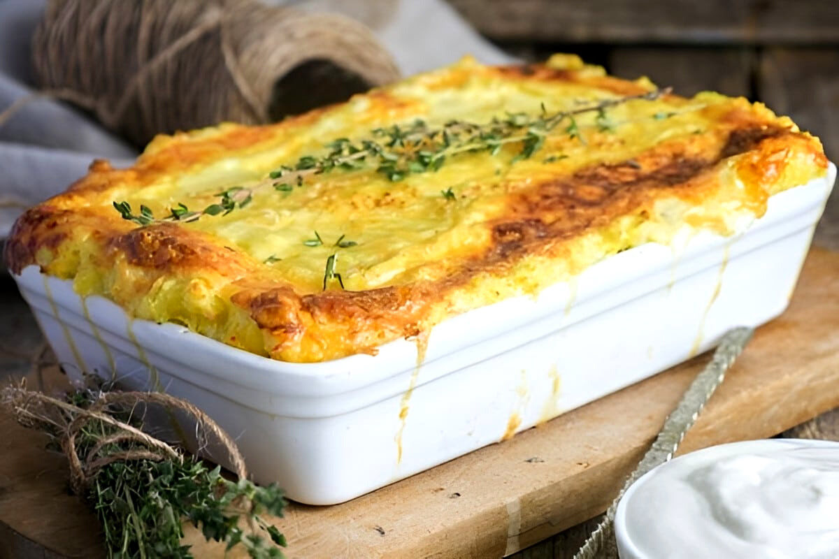 Torta de batata recheada com queijo
